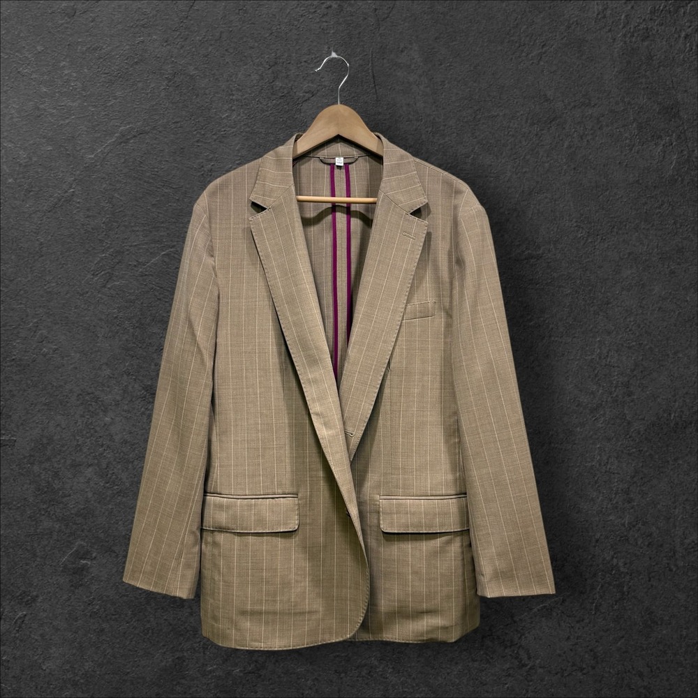 Bonobos‎ Mens 46S Tan Pinstripe Wool Blazer Standard Fit Lanificio Di Tollegno